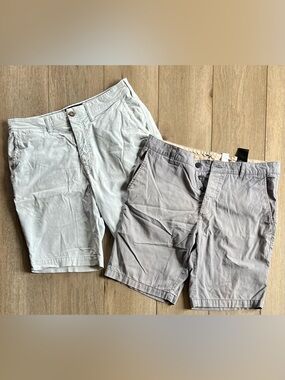 American Eagle Outfitters Men's Flat Front Shorts - Light Gray & Gray